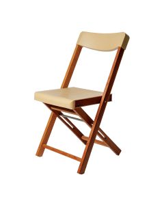Cadeira Dobr&aacute;vel Premium de Madeira e Pl&aacute;stico - Madeira e Bege