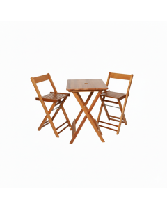 Kit 1 Mesa + 4 Cadeira Bistro Dobrável de Madeira - Madeira Natural